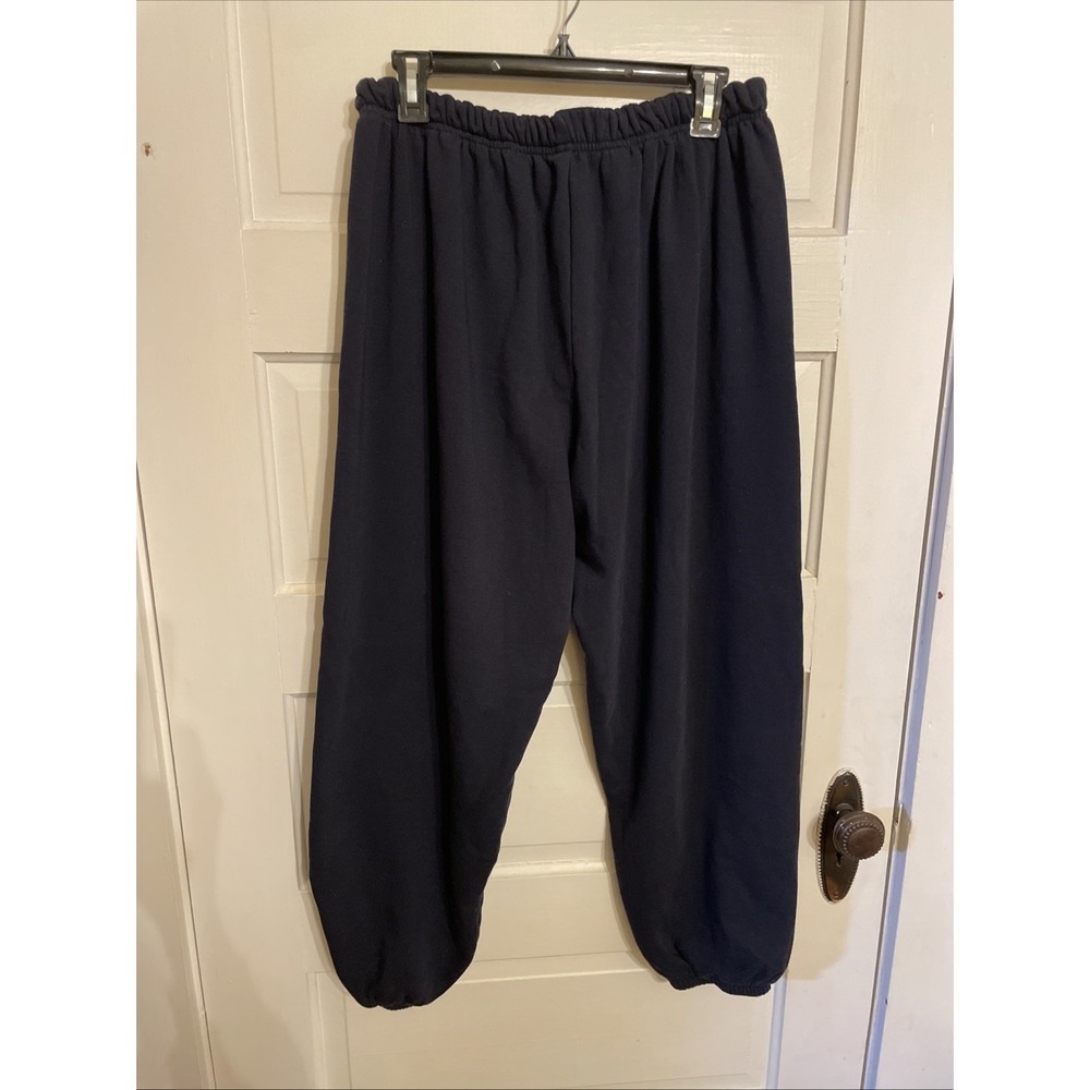 Navy Blue Womens Sweatpants Elastic Waist and Ankles Medium - Picture 3 of 5